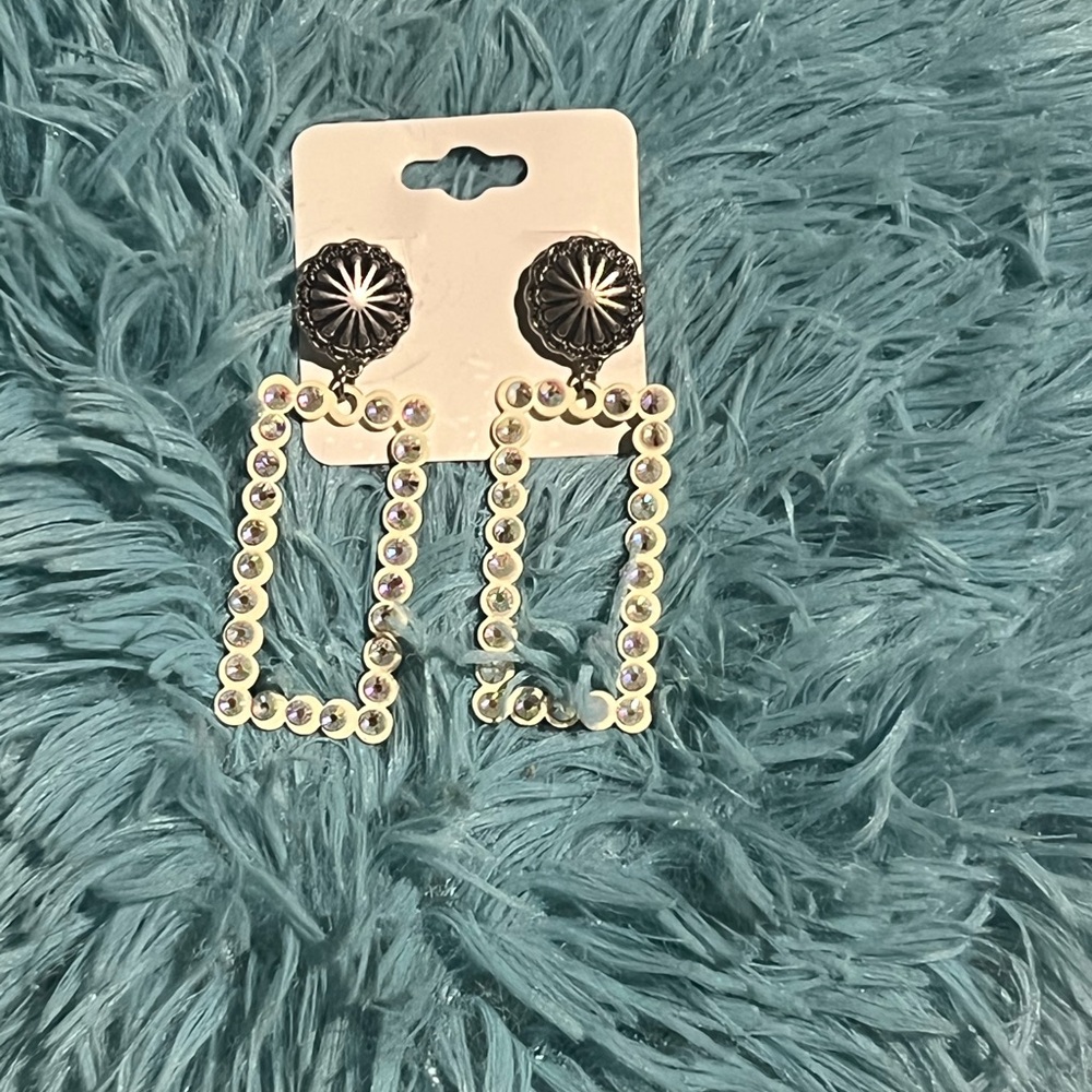 Modern Silver and White Geometric Earrings